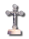 CRUCIFIX METAL WITH WATER FONT 11CM X 7CM