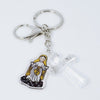 Different Sacred Figures + Light Blue Plastic Cross Religious Key Ring