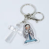 Different Sacred Figures + Light Blue Plastic Cross Religious Key Ring