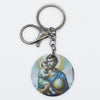 BLACK ROUND ST CHRISTOPHER KEYRING