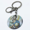 BLACK ROUND ST CHRISTOPHER KEYRING