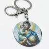 BLACK ROUND ST CHRISTOPHER KEYRING