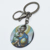 BLACK ROUND ST CHRISTOPHER KEYRING