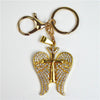 Gold Wing & Cross Keyring with crystal details