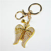 Gold Wing & Cross Keyring with crystal details