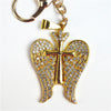 Gold Wing & Cross Keyring with crystal details