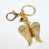 Gold Wing & Cross Keyring with crystal details