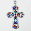 Silver Plated Metal Base Colour Cross Key Ring