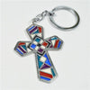 Silver Plated Metal Base Colour Cross Key Ring