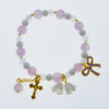 Round Poly Beads Elastic Bracelet with Gold Cross