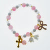 Round Poly Beads Elastic Bracelet with Gold Cross