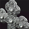 Gold or Silver Plated Metal Cross Round Stand with Diamonte Beads