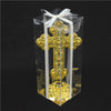 Gold or Silver Plated Metal Cross Round Stand with Diamonte Beads