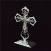 SILVER STANDING CROSS WITH LITTLE CRYSTALS