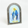 Silver Metal Plaque with Miraculous Mary Picture