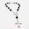 Black Glass with Silver Religious ROSARY Beads with Crucifix small version for car