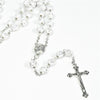 Catholic Rosary white beads with gold or silver cross