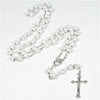 Catholic Rosary white beads with gold or silver cross