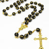 Catholic Rosary - BLACK BEAD GOLD ROSARY