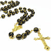 Catholic Rosary - BLACK BEAD GOLD ROSARY