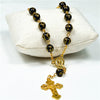 Black or White Beads Gold Car Rosary