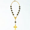 Black or White Beads Gold Car Rosary