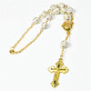 Black or White Beads Gold Car Rosary