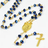 Catholic Rosary - NAVY BLUE SMALL BEADS AND GOLD CHAIN 5mm