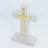 Poly Cross with Gold Cross and Stand