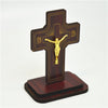 BROWN WOODEN STANDING CRUCIFIX