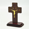 BROWN WOODEN STANDING CRUCIFIX