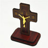 BROWN WOODEN STANDING CRUCIFIX