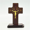 BROWN WOODEN STANDING CRUCIFIX