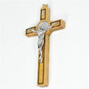 ST BENEDICT LIGHT BROWN WOODEN WALL CRUCIFIX