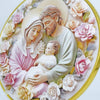 Round Holy Family Poly Plaque with Stand