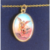 St Michael medal with gold plated chain 45cm