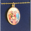Holy Family medal with gold plated chain 45cm