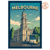 North Melbourne Town Hall and Tram Suburban Icon Postcard