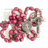 St Benedict Black Rosary with Wooden Bead Mahogany and Bronze Crucifix and medals