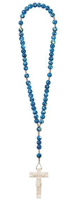 Catholic Rosary - Wood Blue Crucifix