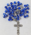 Catholic Rosary - GLASS BLUE ANF GREY WITH ROSE DETAILS ON CHAIN