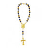 8MM BLUE CRYSTAL BEADS & GOLD CHAIN CAR ROSARY