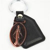 Virgin Mary Key Ring Bronze with Leather pad