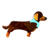 Iris Brown Sausage Dog Brooch