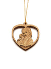 Olive wood Mary and Jesus heart decoration