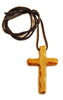 Wooden cross on leather