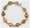 ROSARY BRACELET SILVER AND GOLD ROSE BEAD