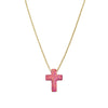 Red Sterling silver opalite cross necklace with gold plating