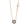 Rose Gold Sterling silver micro pave eye necklace with side cross