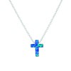 Sterling silver blu opalite cross necklace